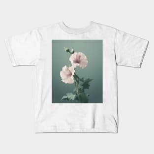 Beautiful Pink Hibiscus Flowers on a Green Background Kids T-Shirt